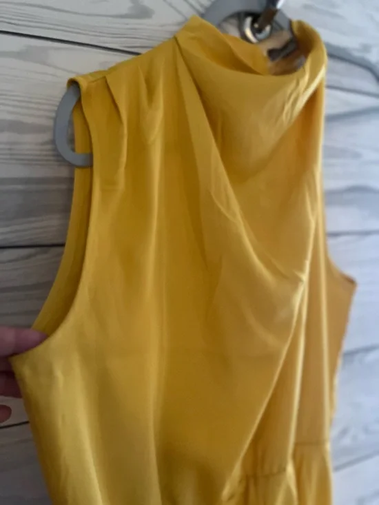 Pretty Garden Satin Halter Neck Maxi Dress in Mustard Yellow L - Picture 5 of 14